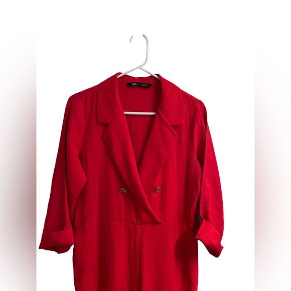 Zara Linen Nautical Crossover Jumpsuit | Red | S - Picture 4 of 12